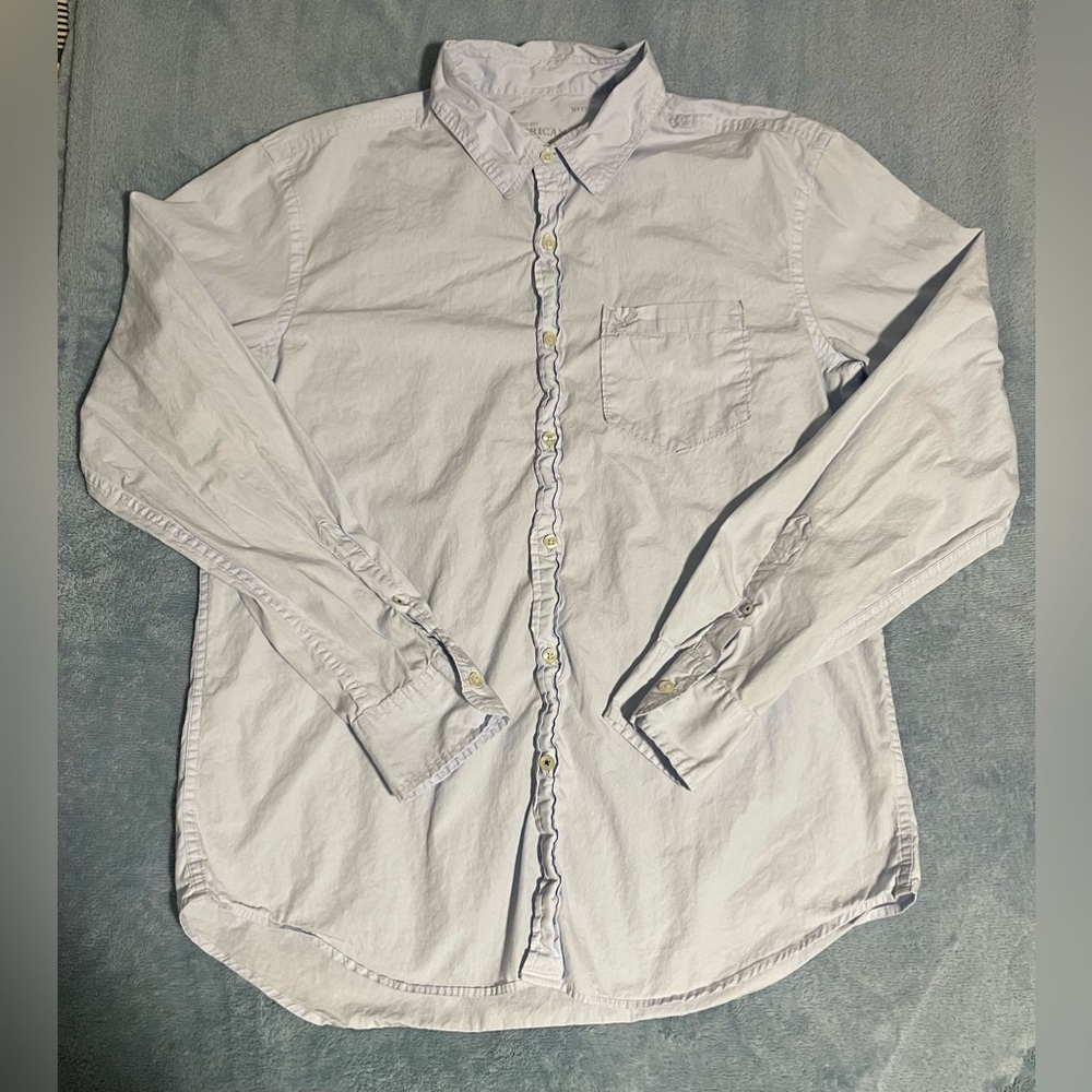 AMERICAN EAGLE Men’s Athletic Fit Light Blue Button Down Shirt (Size - L)